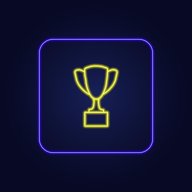 Hermoso y elegante icono de copa de neón colorido Ilustración vectorial