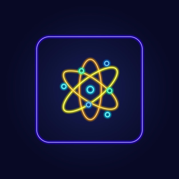 Hermoso y elegante icono de neutrones de neón colorido Ilustración vectorial