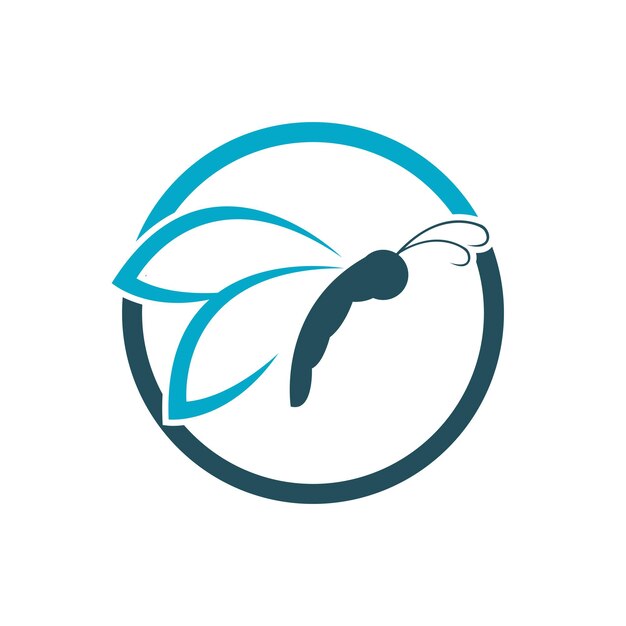 hermoso y encantador logotipo y símbolo de mariposa con círculo y sobre fondo blanco