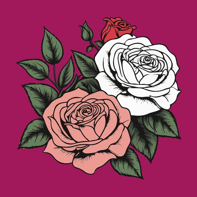 hermoso estilo de tatuaje de arte vectorial de dibujos animados