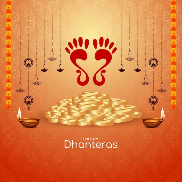 Vector hermoso feliz dhanteras festival indio saludo vector de fondo