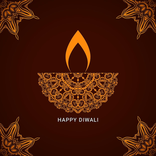 hermoso feliz diwali saludo con la quema de diya para el festival de luces