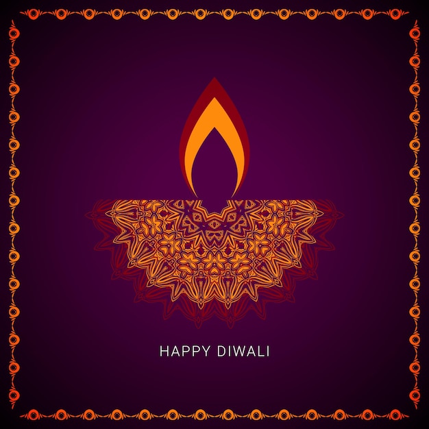 Hermoso feliz diwali saludo con la quema de diya para el festival de luces