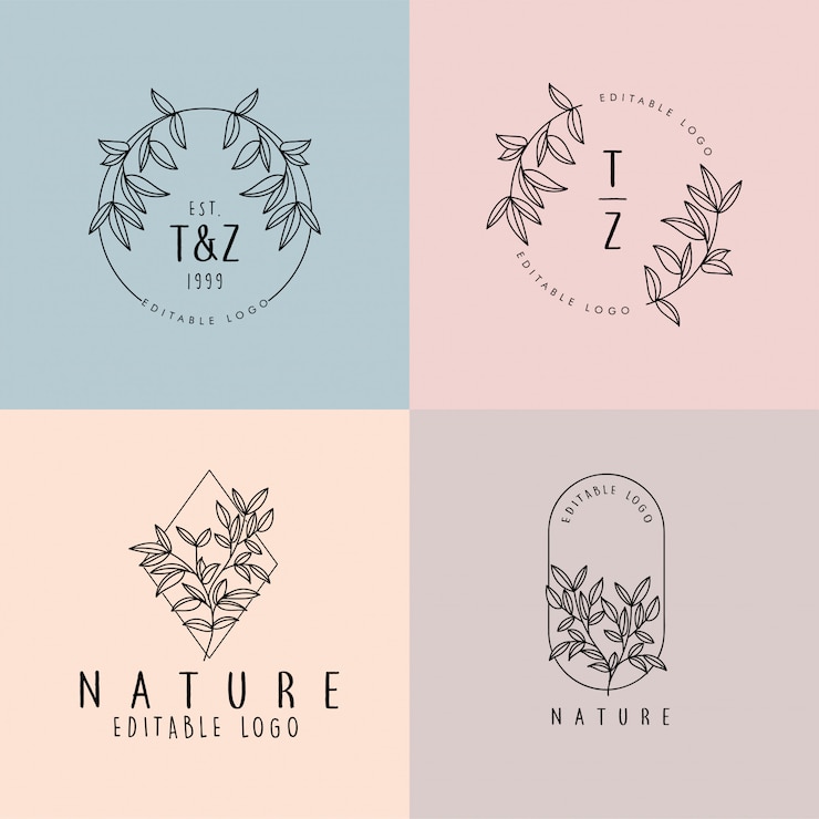 Vector hermoso floral femenino editable logotipo monolino premade