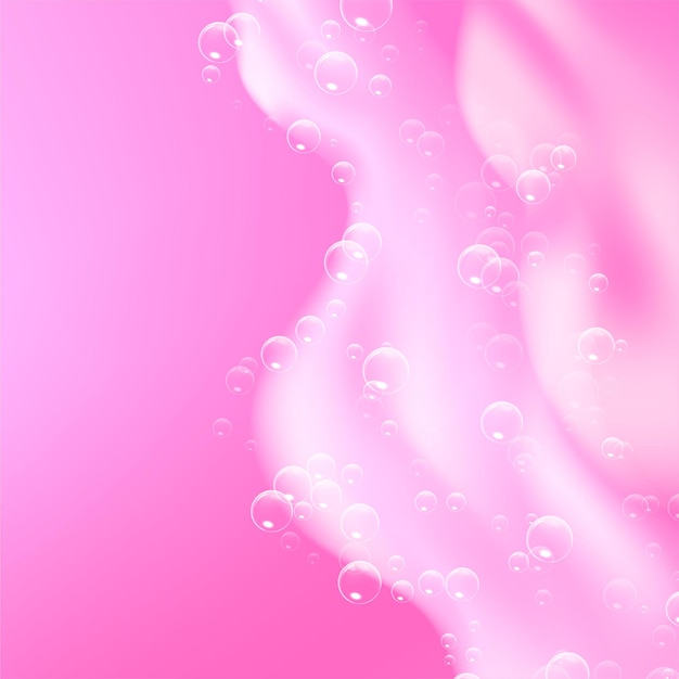 Vector hermoso fondo claro con espuma de baño rosa. textura de burbujas de champú.