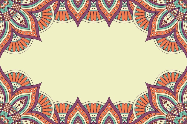 Hermoso fondo decorado con un colorido marco mandala