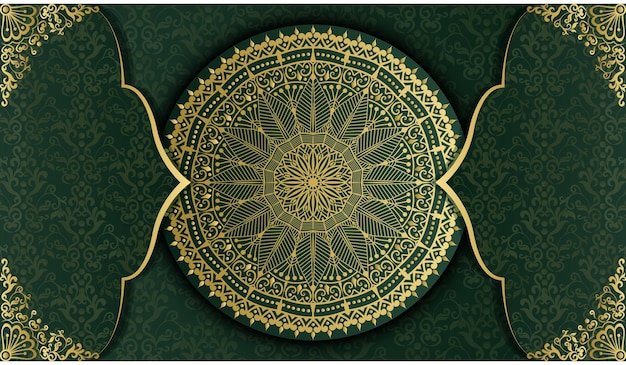 Hermoso fondo de diseño de mandala clásico encantador. tarjeta de felicitación dorada decorativa.