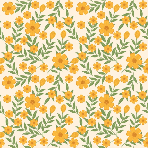 Un hermoso fondo con estampado floral vectorial sin costuras