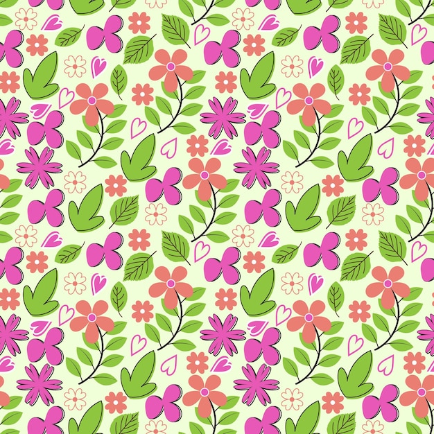 Un hermoso fondo con estampado floral vectorial sin costuras