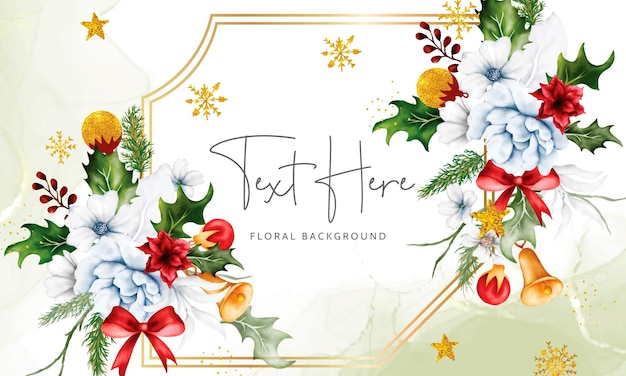 Hermoso fondo floral y de adornos navideños