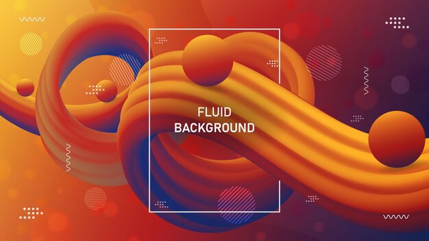 Hermoso fondo fluido con bolas 3D, adornos y bokeh.