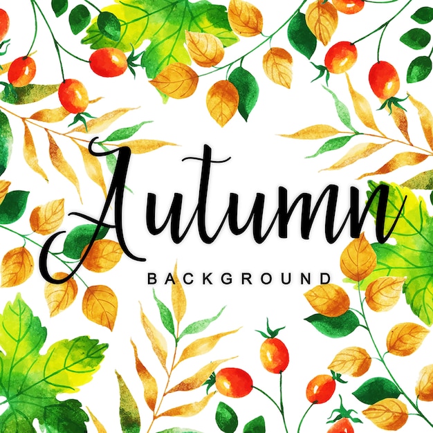 Hermoso fondo de hojas de otoño acuarela
