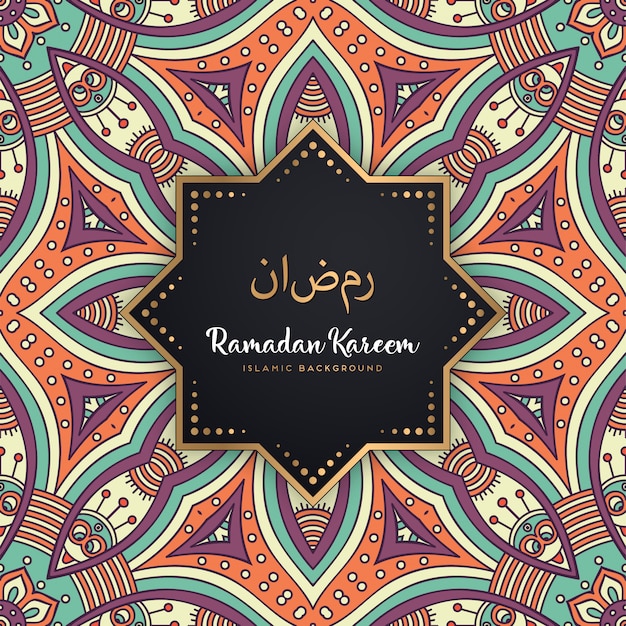 Hermoso fondo de mandala de ramadan kareem de patrones sin fisuras