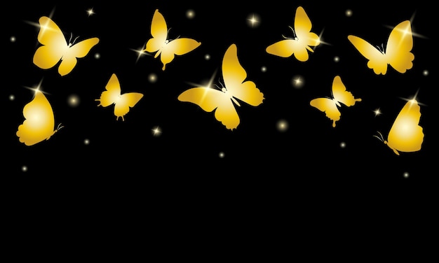 Vector hermoso fondo con mariposas doradas