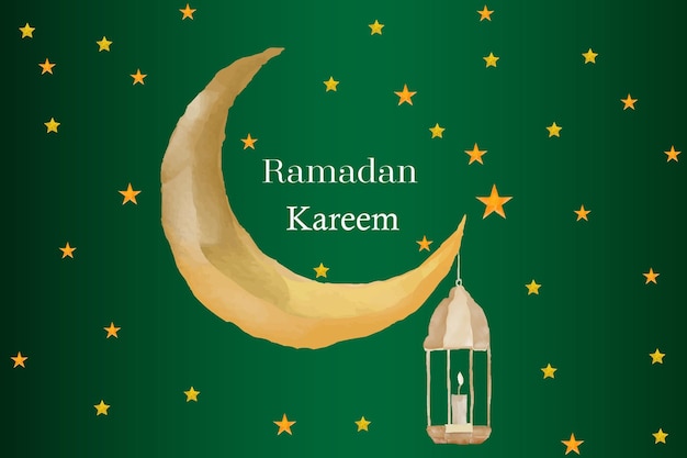 Hermoso fondo de mezquita arabesca de ramadan kareem con acuarela vector gratuito