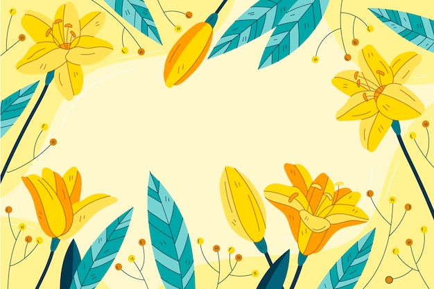 Vector hermoso fondo de primavera con flores y espacio vacío