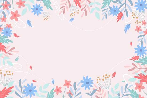 Hermoso fondo primaveral con flores dibujadas a mano