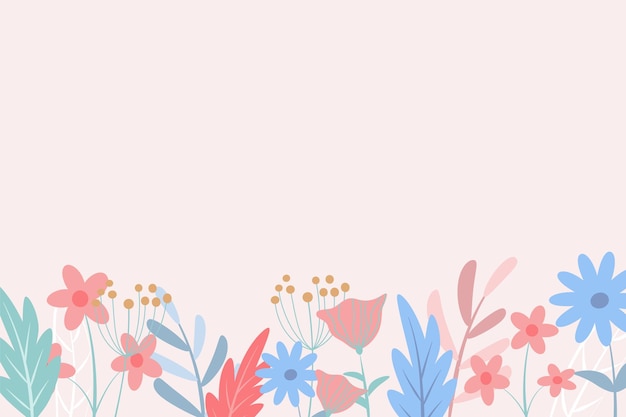 Hermoso fondo primaveral con flores dibujadas a mano