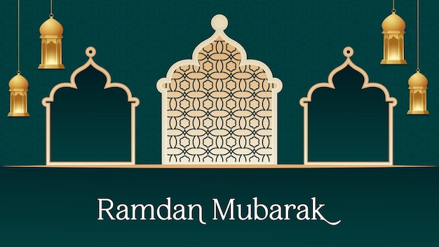 Hermoso fondo de Ramadán Mubarak con diseño de gráficos vectoriales de patrón