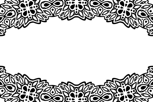Hermoso fondo vectorial monocromático con borde tribal negro abstracto y espacio de copia en blanco