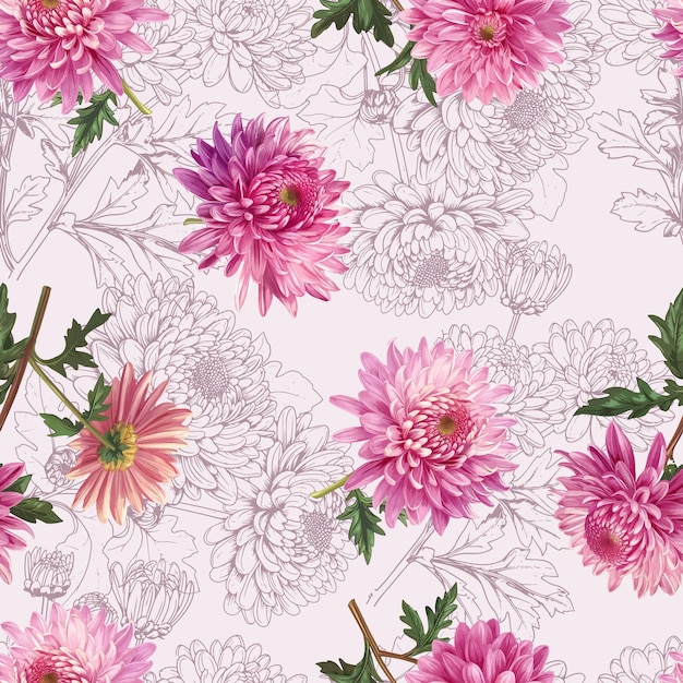 Hermoso y hermoso patrón de flores de primavera para papel pintado de tela y más