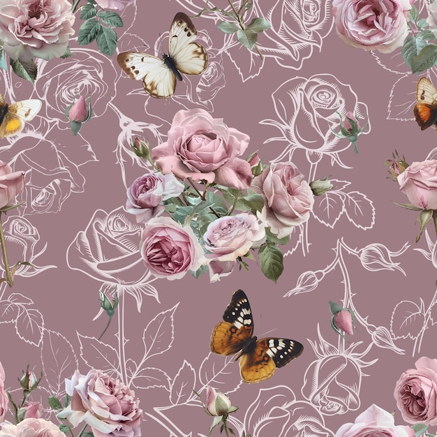 Hermoso y hermoso patrón de flores de primavera para papel pintado de tela y más