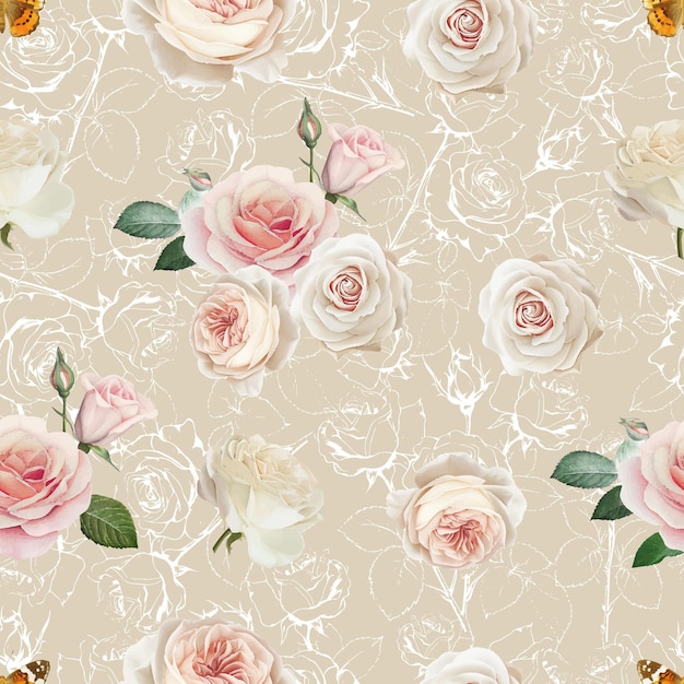 Hermoso y hermoso patrón de flores de primavera para papel pintado de tela y más