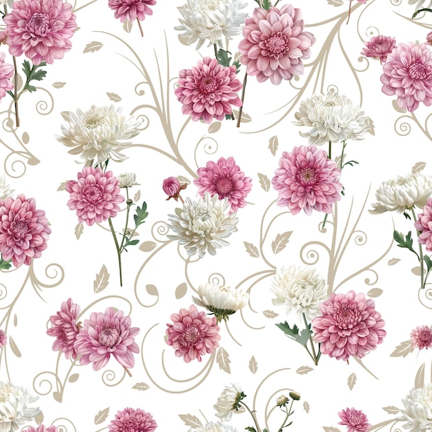 Hermoso y hermoso patrón de flores de primavera para papel pintado de tela y más
