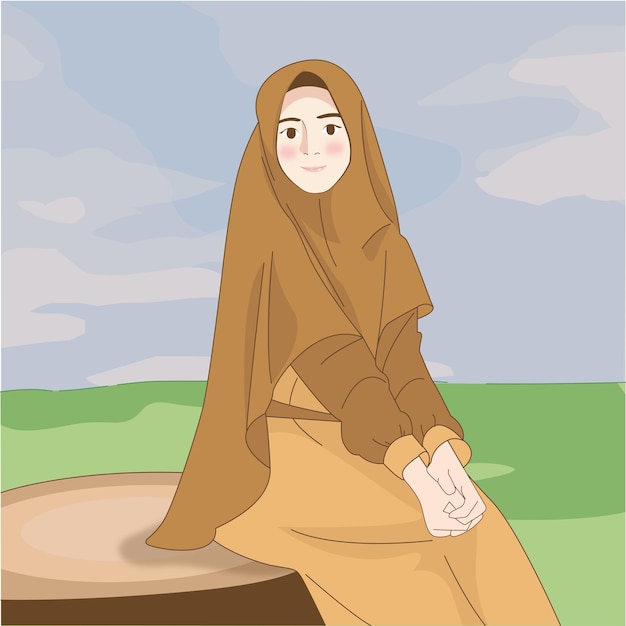 Hermoso Hijab Smlie Vector