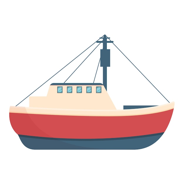 Hermoso icono de barco de pesca caricatura de hermoso icono de vector de barco de pesca para diseño web aislado sobre fondo blanco