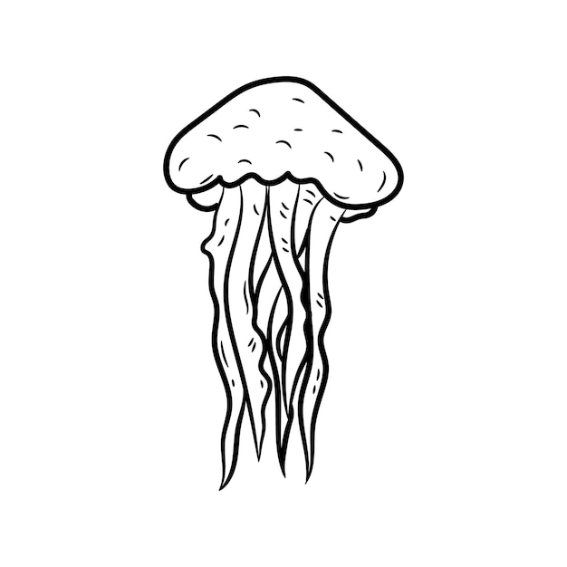 Hermoso icono de medusas de moda dibujado a mano Boceto negro dibujado a mano