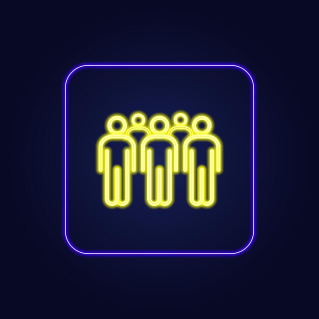 Hermoso icono de neón colorido con estilo 5 personas ilustración vectorial