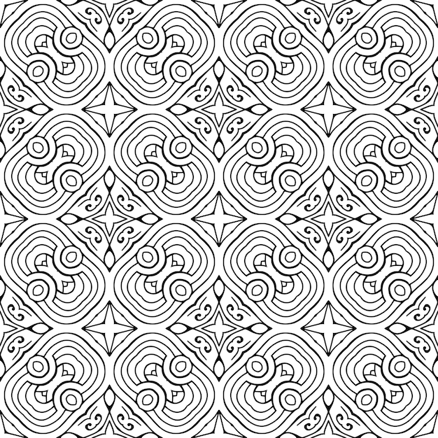 Hermoso indio tradicional de patrones sin fisuras en blanco y negro