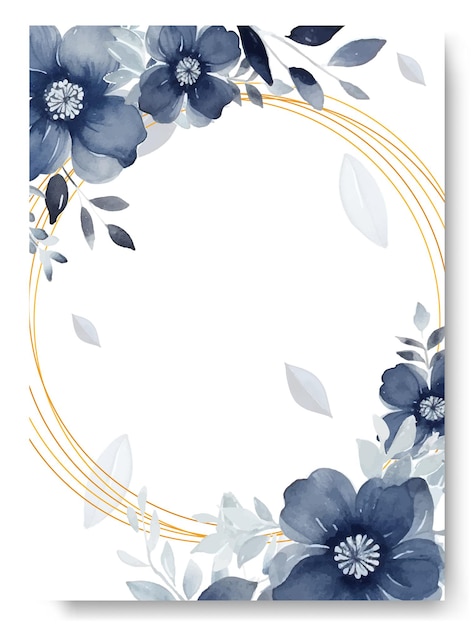 Hermoso juego de tarjetas de invitación de boda de anémona azul marino dibujada a mano