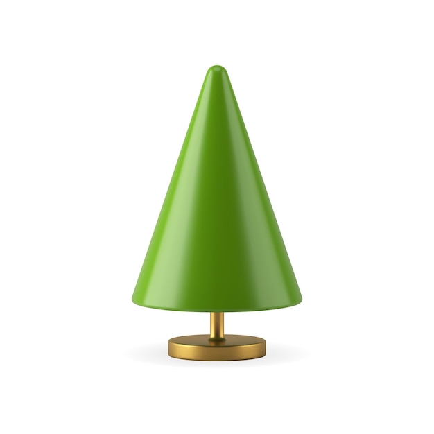 Hermoso juguete de árbol de Navidad verde metálico en elemento de decoración de estante dorado vacaciones de invierno tradicionales