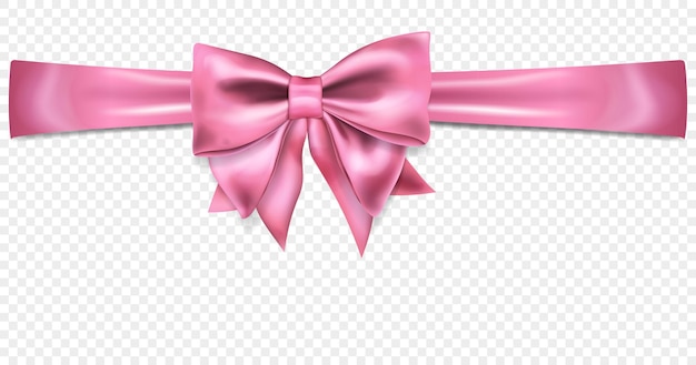Hermoso lazo rosa con cinta horizontal con sombra aislada sobre fondo transparente Transparencia solo en formato vectorial