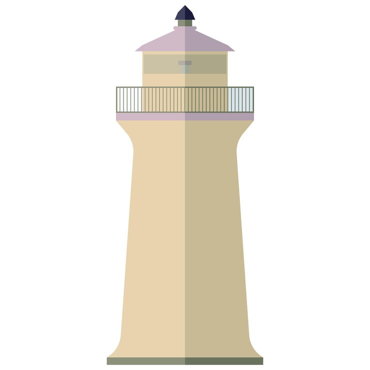 Vector un hermoso y lindo faro en estilo plano con ilustraciones.