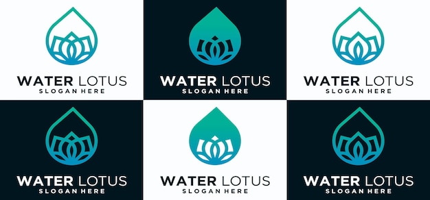 Hermoso logotipo de agua de flor de loto logotipo de flor de lujo simple y elegante para logotipo de belleza