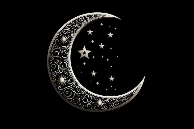 un hermoso logotipo de luna arte 2d color negro sólido obra de arte vectorial Atrapasueños Símbolo místico