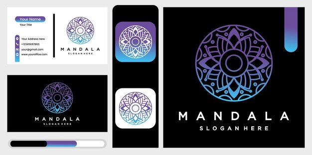 Hermoso logotipo de mandala circular en gradación para boutique, floristería, negocios, interior.