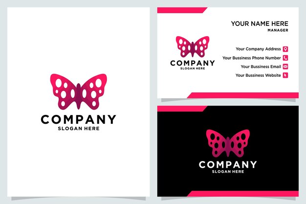 Hermoso logotipo de mariposa y tarjeta de visita.