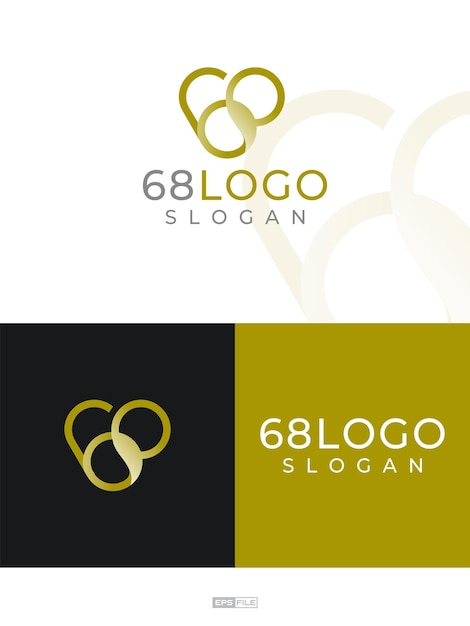 Hermoso logotipo con vector de diseño número inicial 68 o 86