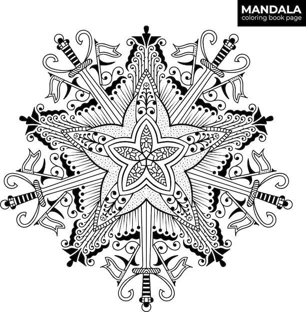 Hermoso mandala. En blanco y negro.