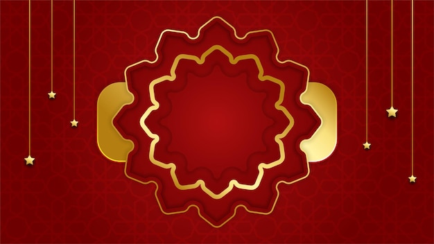 Hermoso mandala colgante linterna árabe rojo fondo de diseño islámico Fondo de banner de ramadán kareem universal con linterna luna patrón islámico mezquita y elementos islámicos de lujo abstractos