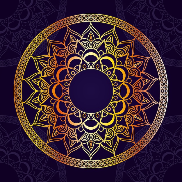 Hermoso mandala con fondo de color púrpura