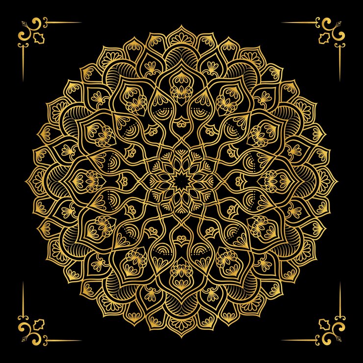 Hermoso mandala fondo ornamental color dorado