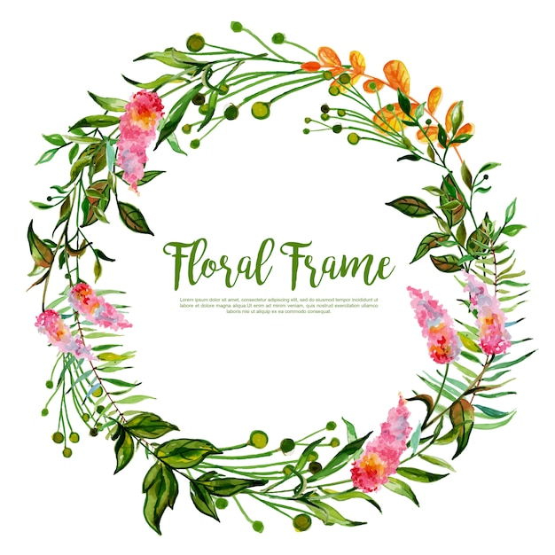 Hermoso marco floral acuarela