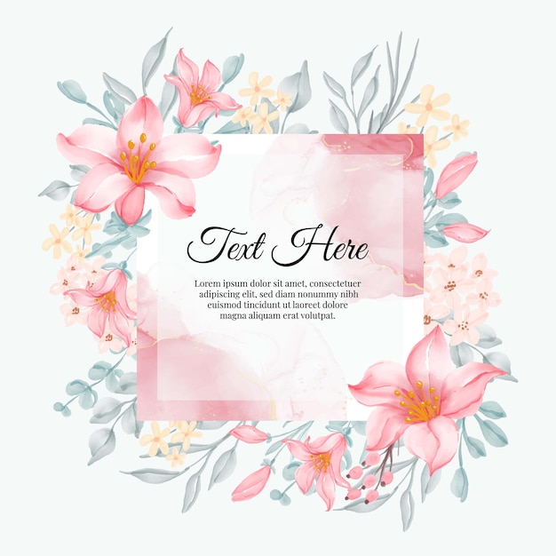 Hermoso marco floral con elegante lirio rosa