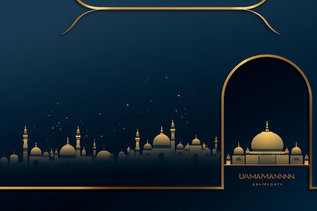 Hermoso marco de oro para el saludo musulmán