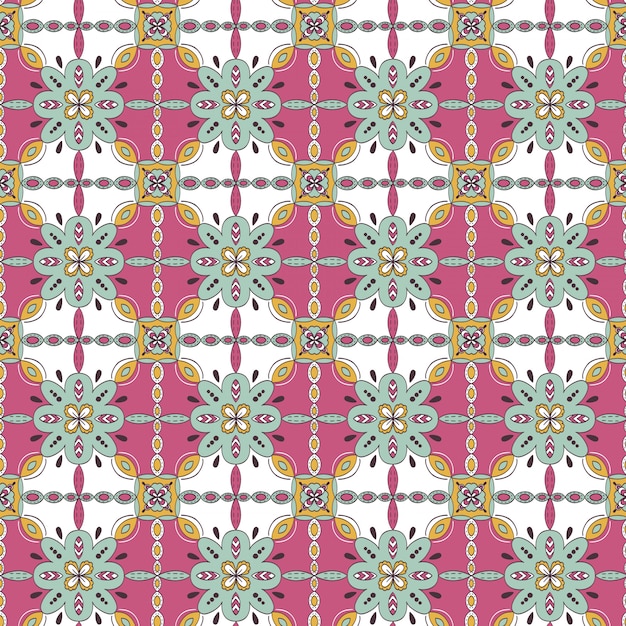 Hermoso mosaico floral de patrones sin fisuras